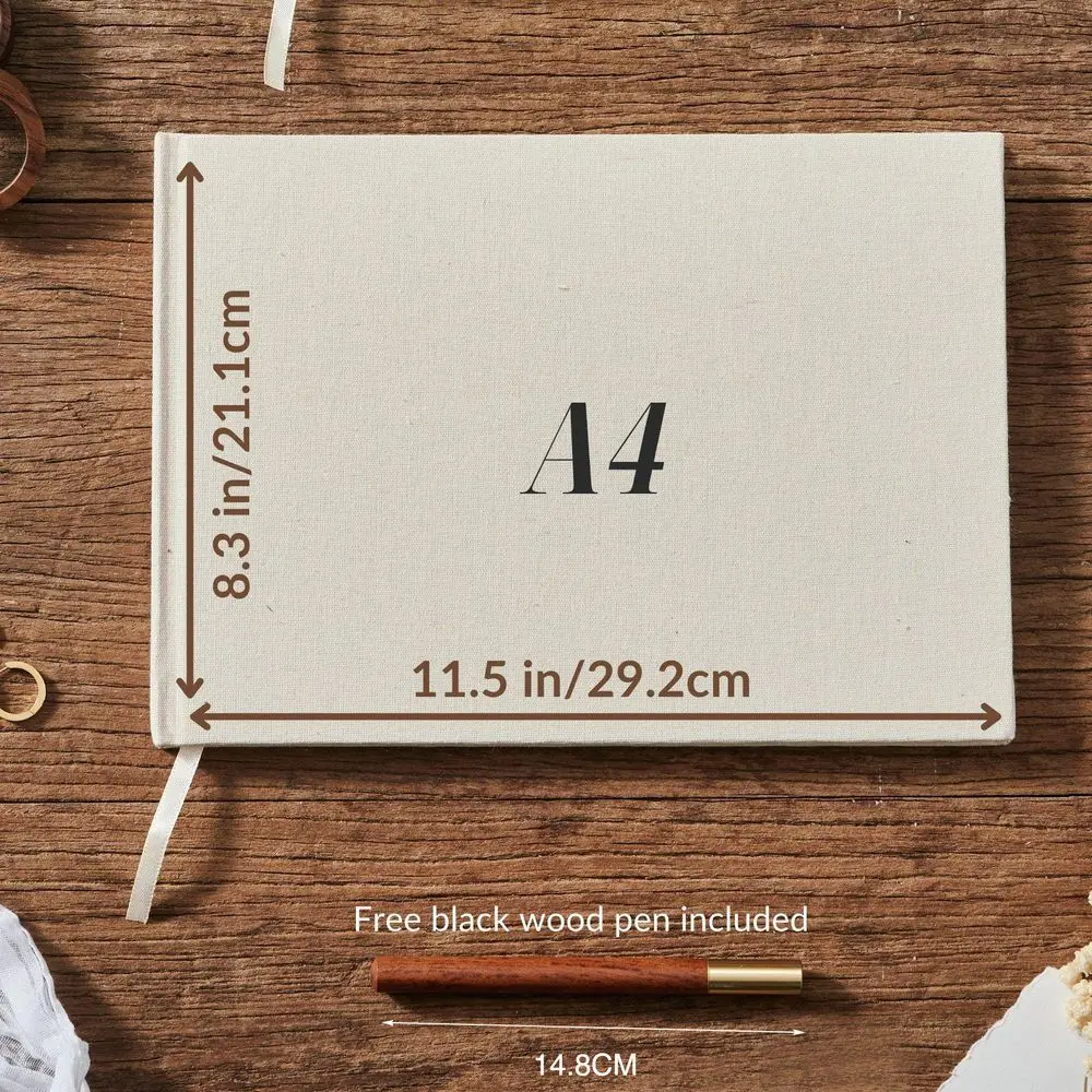 Individuelles Hochzeits-Gästebuch mit Stift Personalisiertes Leinen-Hardcover-Fotoalbum Hochzeits-Erinnerungsstück & Jubiläums-Gästebuch Geschenk – Detail 1