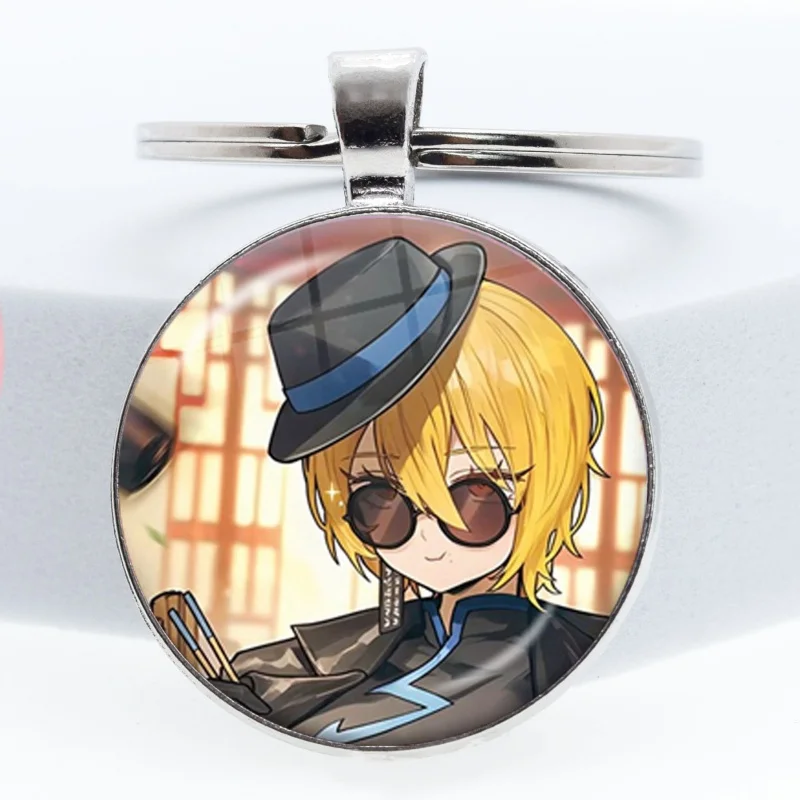 Cool Meursault Don Quixote Cartoon Keychain Glass Cabochon KeyRing Bag Car Key Chain Ring Holder Charms Jewelry Gifts