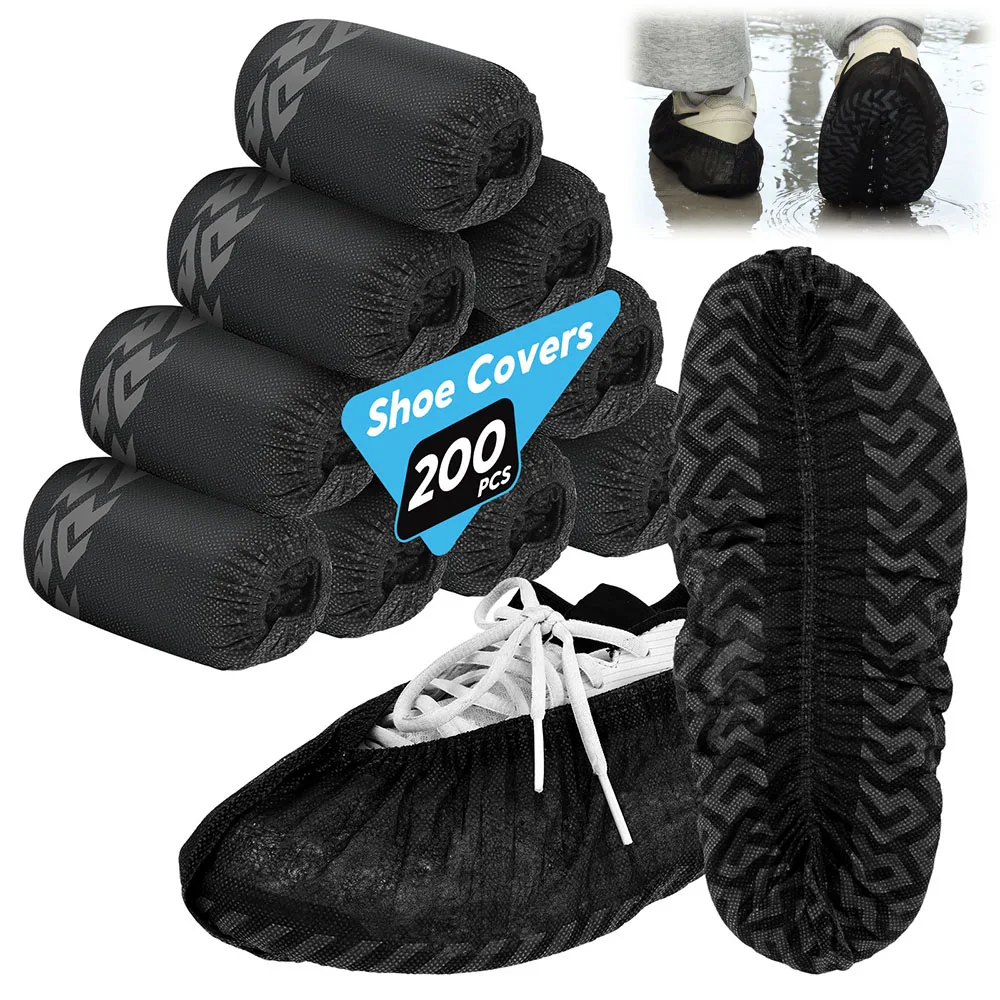 

200 шт. одноразовых водонепроницаемых бахил из нетканого материала, нескользящие, универсальные, пылезащитные чехлы для обуви для использования в помещении