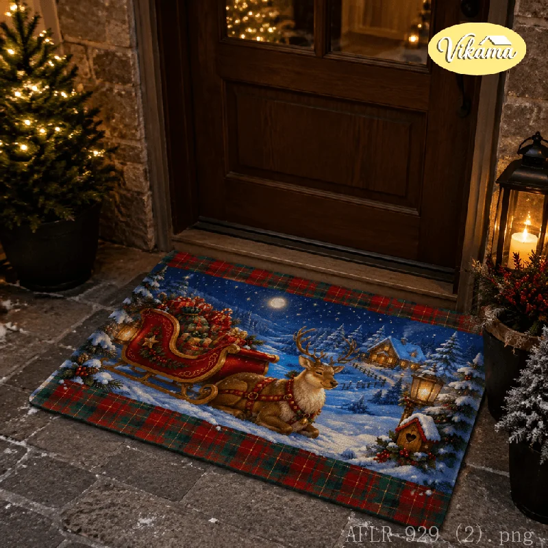 VIKAMA Candy Cane Christmas Doormat, Non-Slip Entryway Mat, Festive Decorative Rug, Christmas Home Decor for the Front Door