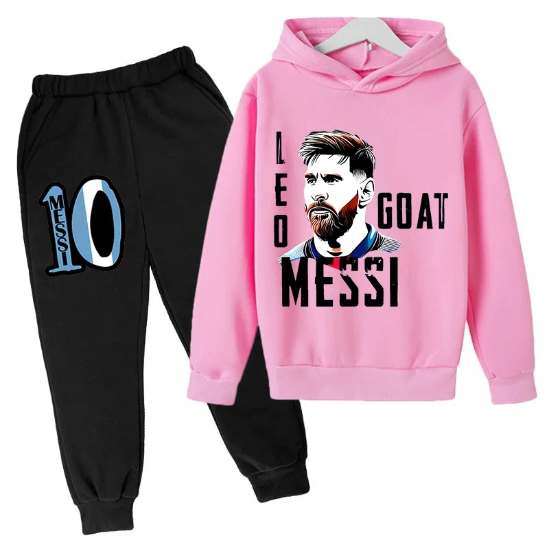 Children\'s Clothing Children\'s Hoodie Set Spring and Autumn Sportswear 2-piece Set for Boys and Girls Messi Avatar Printed