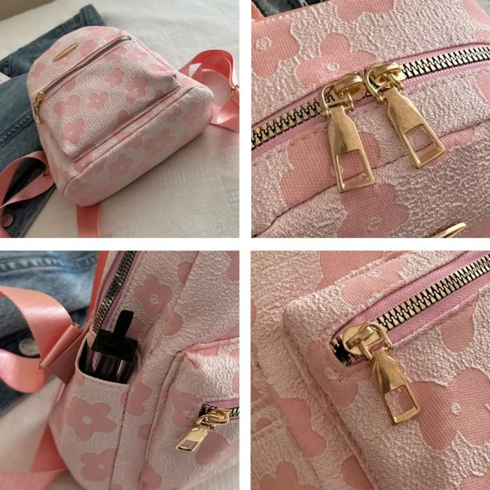 Bonito lona flor mochila floral bolsa estudantes mochila de couro do plutônio estilo coreano flor bolsa ombro viagem