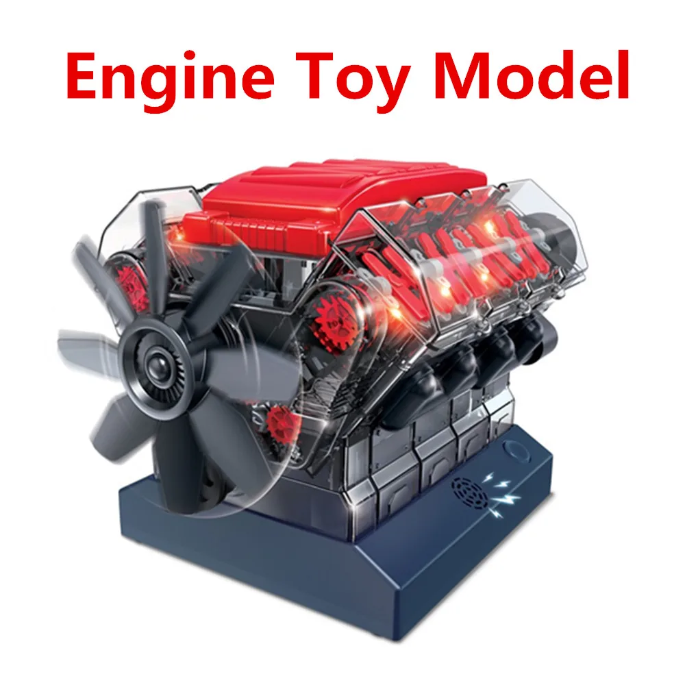 Puzzle DIY Assembly Model Plastic Science Assembly V8 Engine Model Physics Toys Eight-Cylinder Engine kids Educational Toy Gift