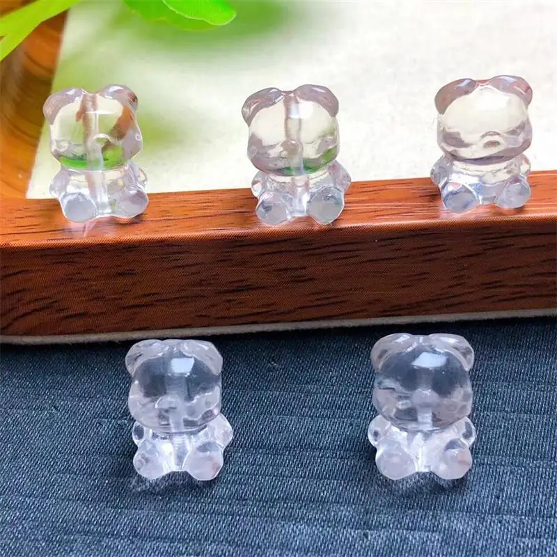 

5pcs Natural Clear Quatrz Bear Mini Carvings Quartz Crystal Healing Stone Craft Figurine Home Room Decor DIY Jewelry Gift