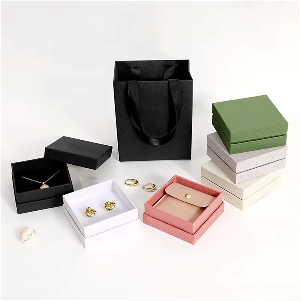 9*9cm Jewelry Lid Box Texture Paper Cardboard With Foam Necklace Ring Earring Box Bracelet box custom logo