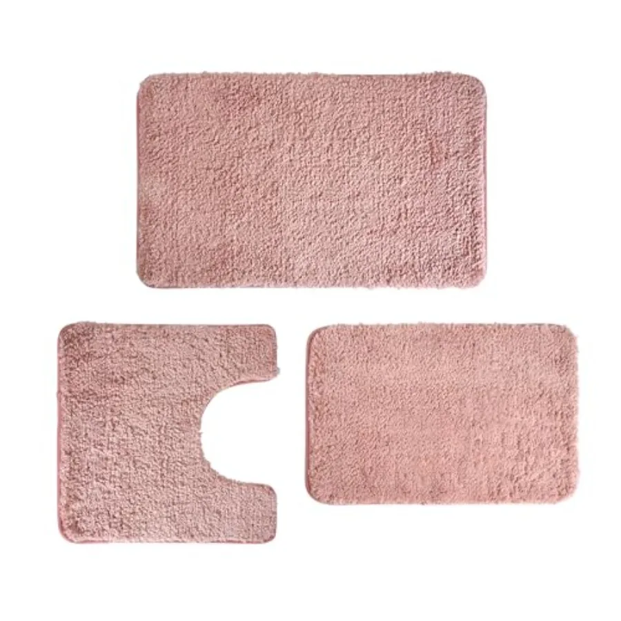 

3 Pieces Luxury Bathroom Rug Set with U-Shaped Toilet Rug Non-Slip Rubber Bottom Thick Microfiber Fluffy Plush Water Absorption