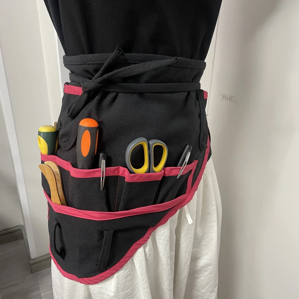 Sewing Storage Apron Tool Apron Half Canvas Apron with Muti-Pockets for Home Garden Painting Crafting Woodworking
