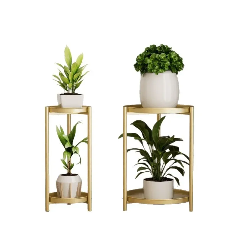 

Simple indoor and outdoor metal double-layer flower stand, balcony floor-to-ceiling wrought iron flower pot shelf, courtyard pot