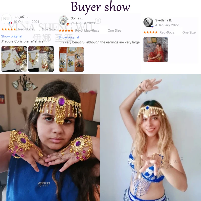 여성용 전통 인도 댄스 무대 공연 쥬얼리, 벨리 댄스 액세서리, 귀걸이 목걸이 세트, 도매