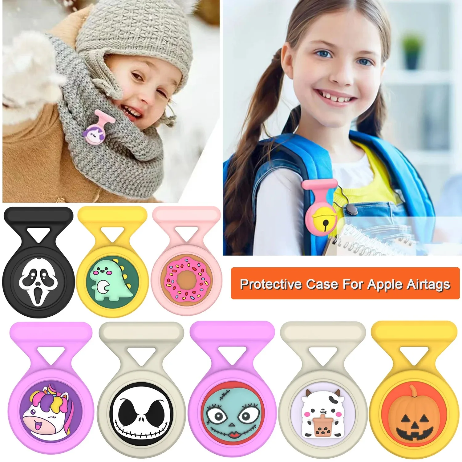 For Apple AirTag Safe Tagging GPS Tracker Case Cover Waterproof Holder Hidden Pin Silicone Case for Airtags GPS Case Safety Pin
