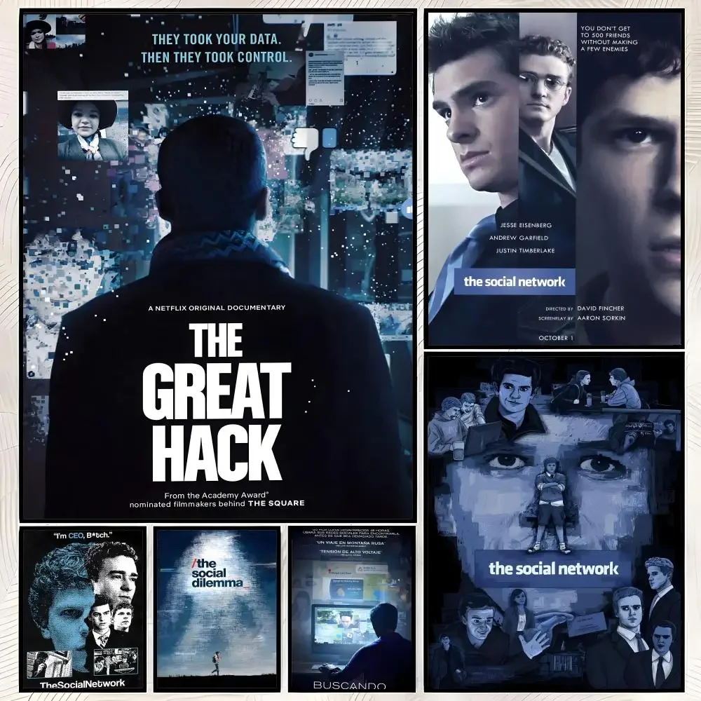 Movie T-The Social Network Poster Self-Stick HD PVC Wall Art Poster, Waterproof Decor for Bedroom, Living Room and Home