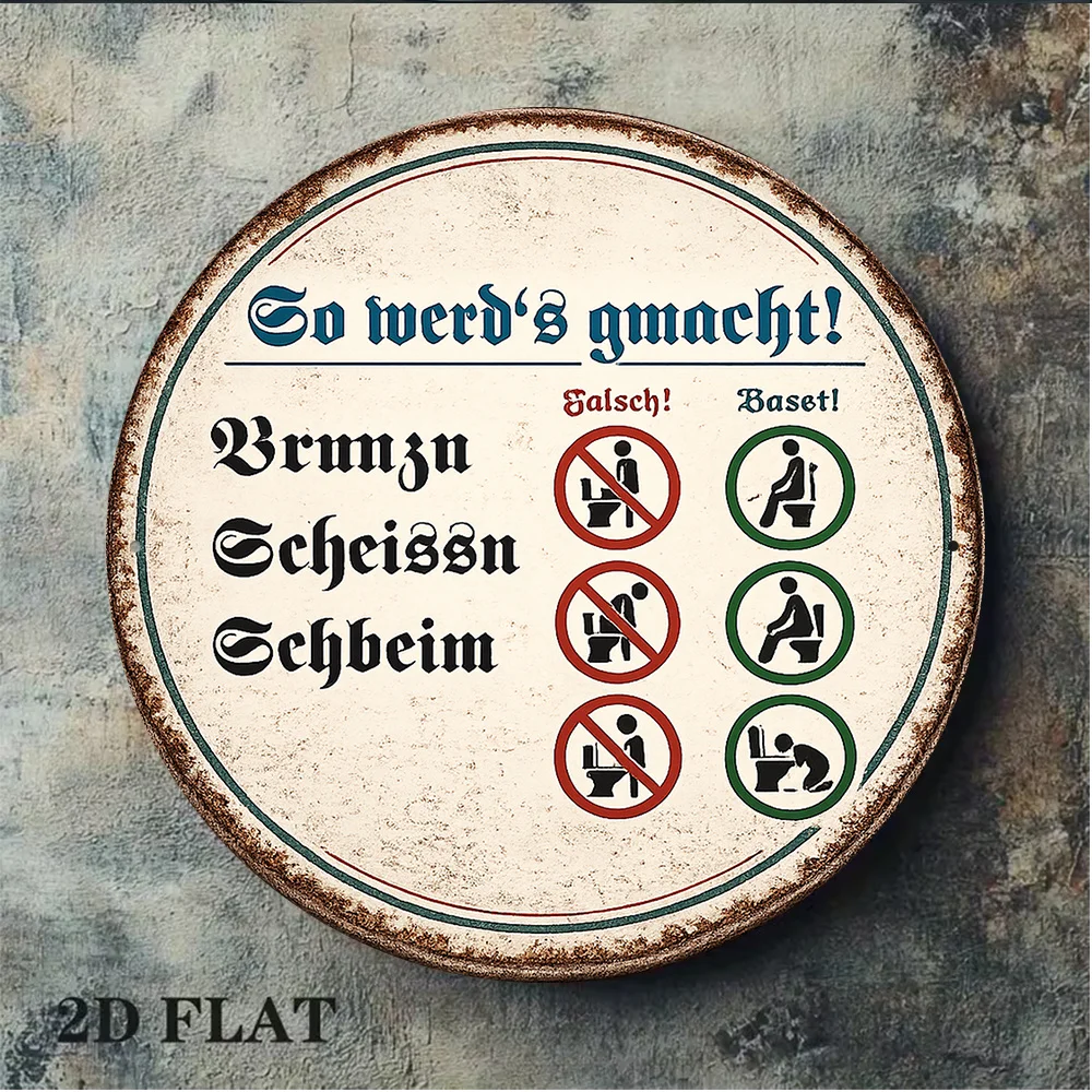 CIFBUY Retro Vintage Toilet Usage Guide Bathroom Restroom Round Tin Metal Sign Plaque Aluminum Wall Art Waterproof Durable Decor