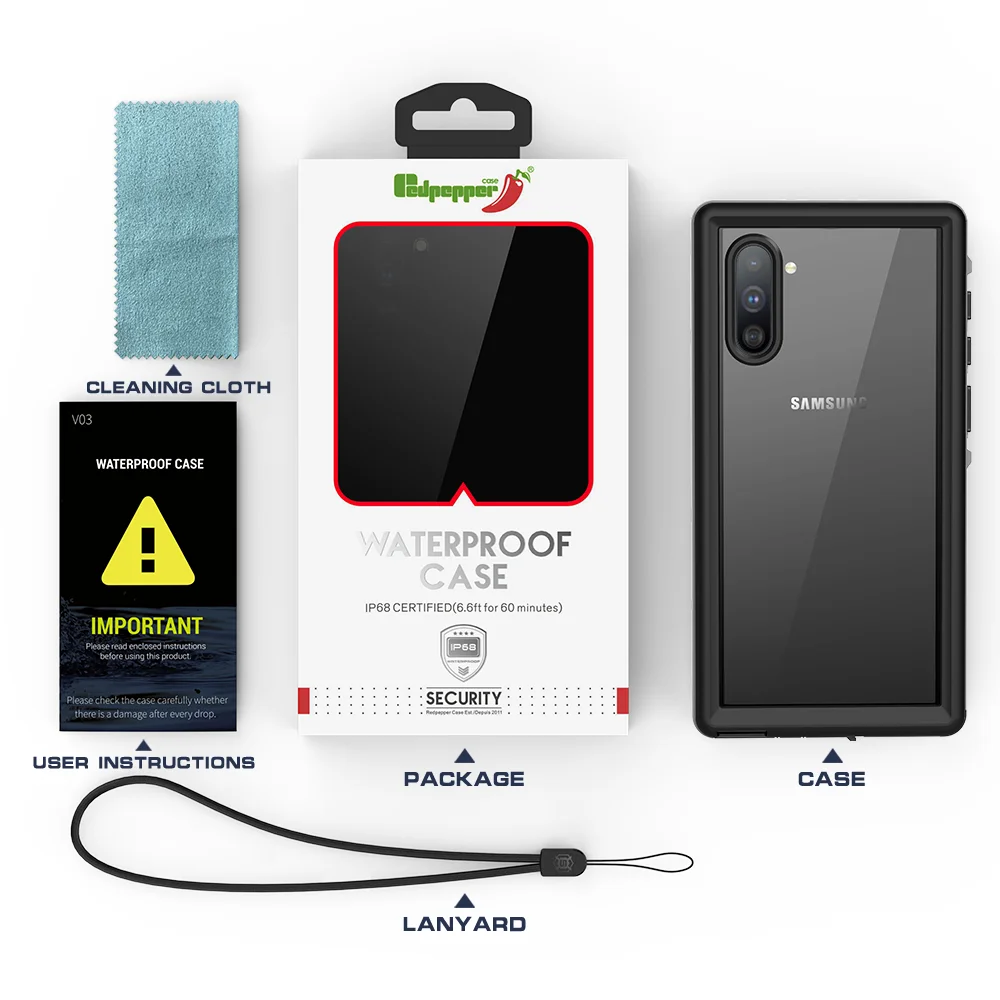 ShellBox IP68 Waterproof Case For Samsung Galaxy Note 10 Note 10+ Shockproof Heavy Duty Underwater Photography Diving Cover Case