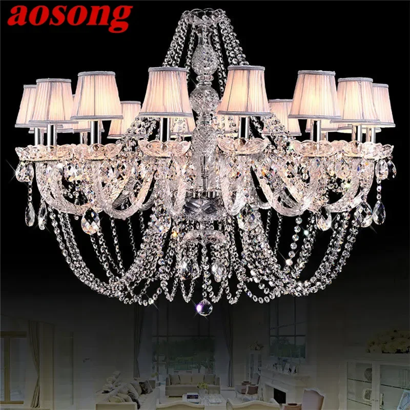 AOSONG European Luxury Crystal Pendent Lamp Living Room Restaurant Bedroom Villa Hotel Clothing Store Beauty Salon Chandelier