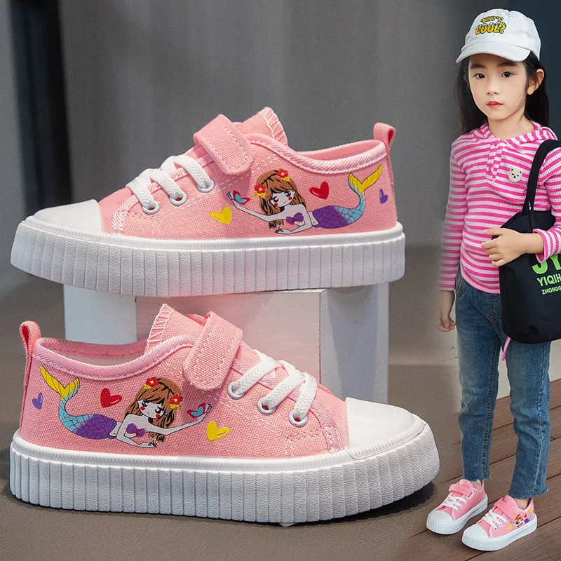 New Fashion Kids Cartoon Casual Soft Bottom Board Shoes Girls Canvas Sneakers bambini antiscivolo studente bambino scarpe sportive singole