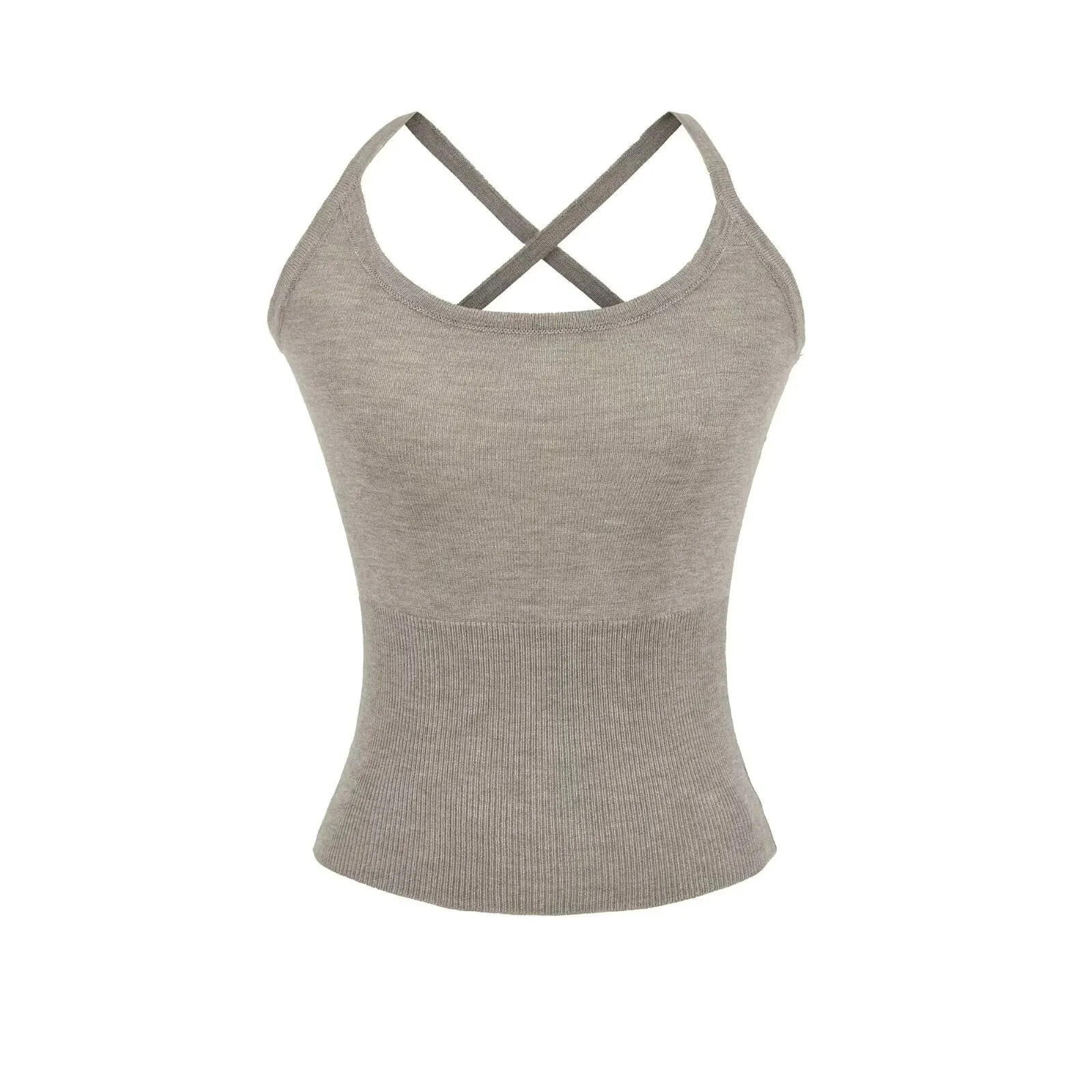 حار مثير الصوف محبوك سترة علوية للنساء 2025 الخريف الصليب الظهر عارية الظهر إخفاء الجانب الثدي بروتيل ملابس داخلية Z5W2 #5