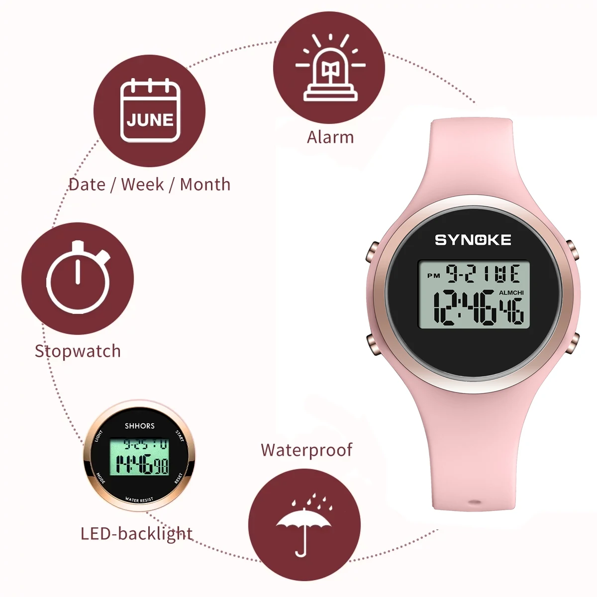 Digital Watch For Girl,Watches for Women Sport Wristwatch with Alarm/Stopwatch/Chronograph/Back Light Birthday Gifts for Women