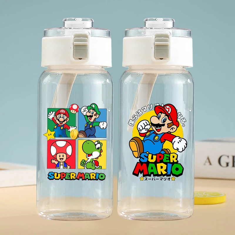 

Прозрачная бутылка для воды Super Mario Bros, 600 мл, модные чашки с героями мультфильмов, модные чашки для мужчин и женщин, портативная чашка для воды, спортивная бутылка для студентов