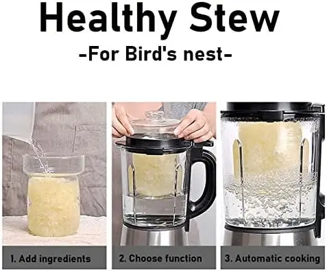 クッキングブレンダー JD-D16、豆乳・ジュース用温冷ブレンダー、シチューポット付きスープメーカー、1.75L(59オンス)、1200W、ブラック
