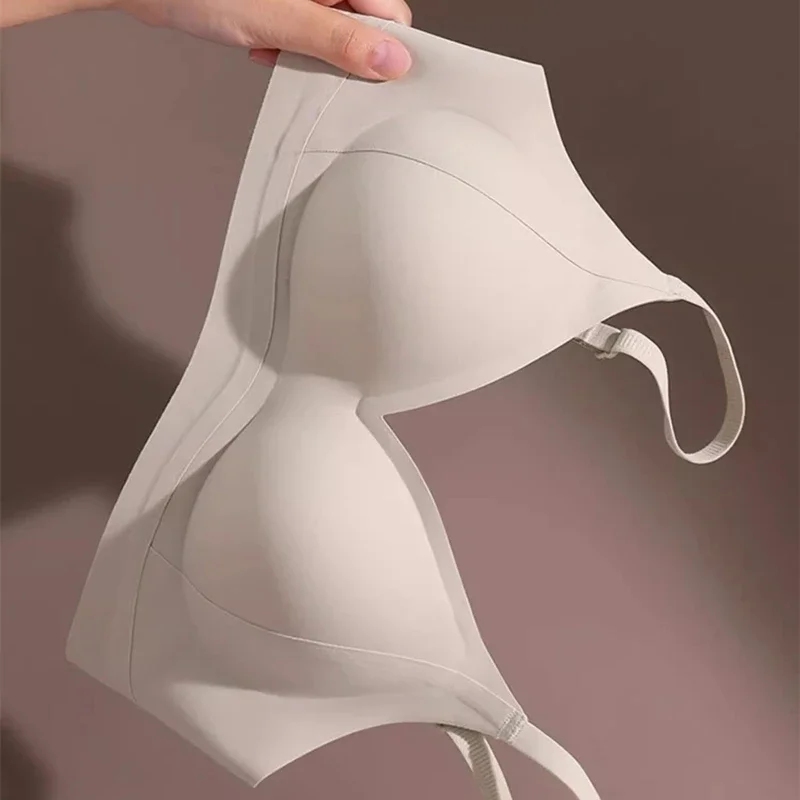 

Seamless Simple Fixed Cup Large Chest Small Comfortable Nude Underwear Women's Small Chest Gathered Soft Support Pull Bra