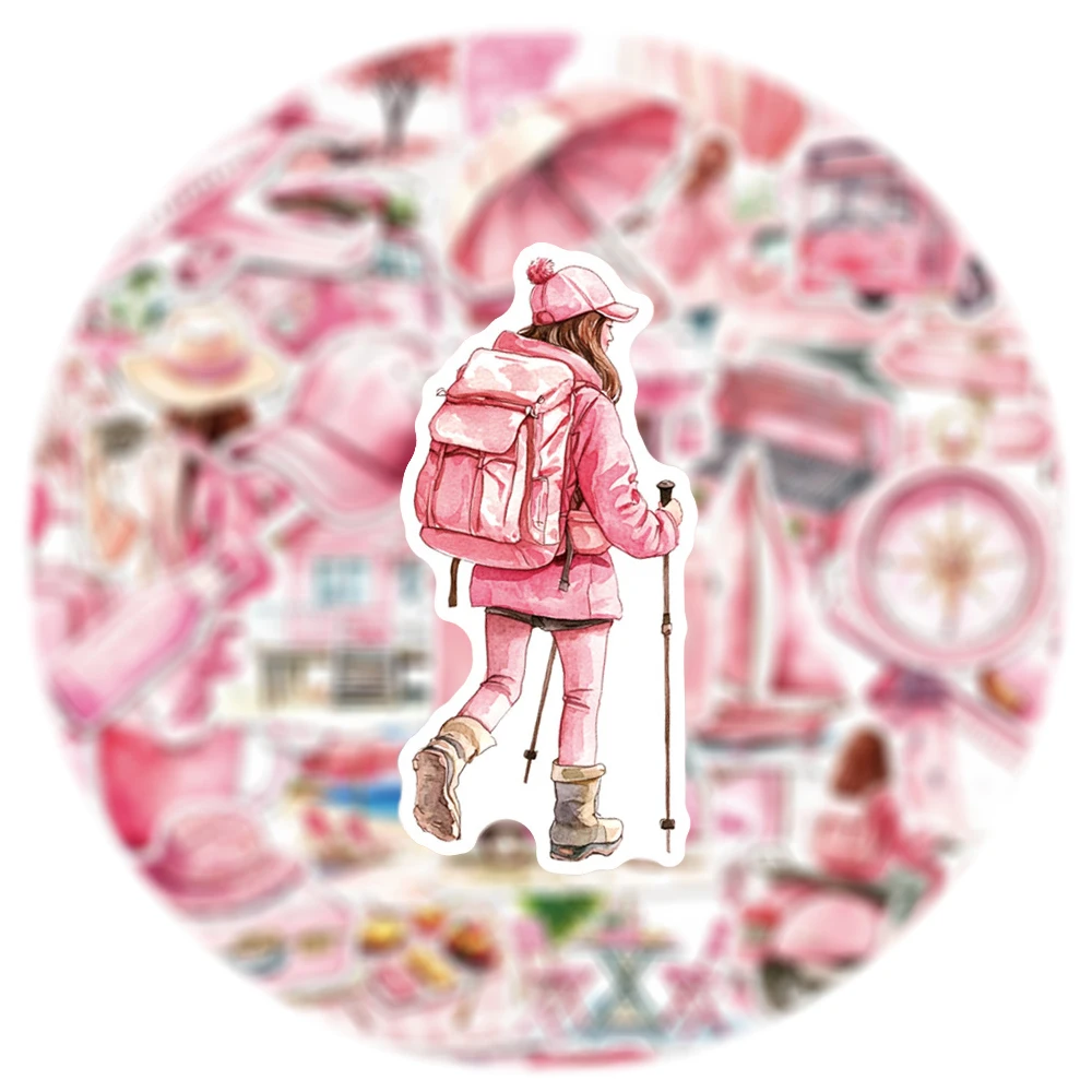 

10/30/50pcs Cartoon Pink Outdoor Travel Stickers Aesthetic DIY Water Bottle Guitar Phone Laptop Cute Cartoon Decals Decoration