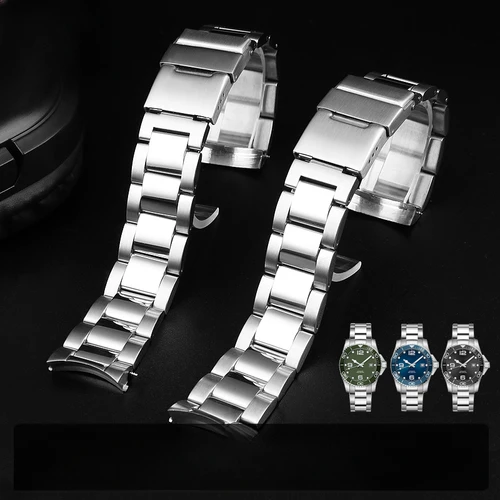 Correa de acero de repuesto para hombre Longines, nuevo y antiguo estilo Conquest, serie L3.642.4 L3.781.4, interfaz de arco, correa de reloj de 21mm
