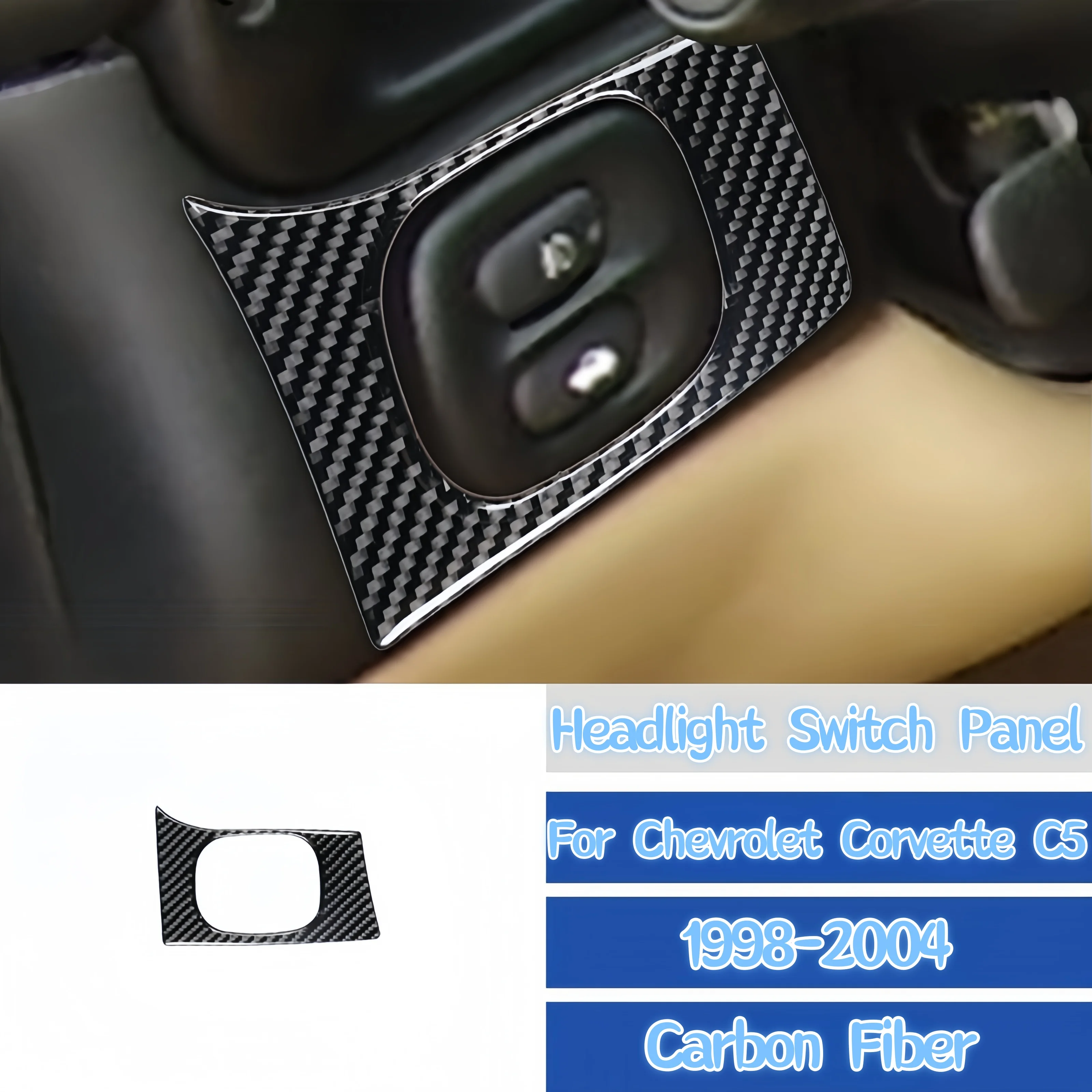 

For Chevrolet Corvette C5 1998-2004 Accessories Carbon Fiber Interior Car Headlight Switch Frame Panel Trim Cover Decor Sticker