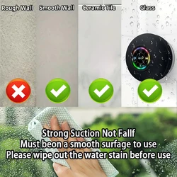 LED Portable Wireless Bluetooth Speaker, IPX4 Waterproof with Large Suction Cup, Mini Loudspeaker for Bathroom, Outdoor & Travel