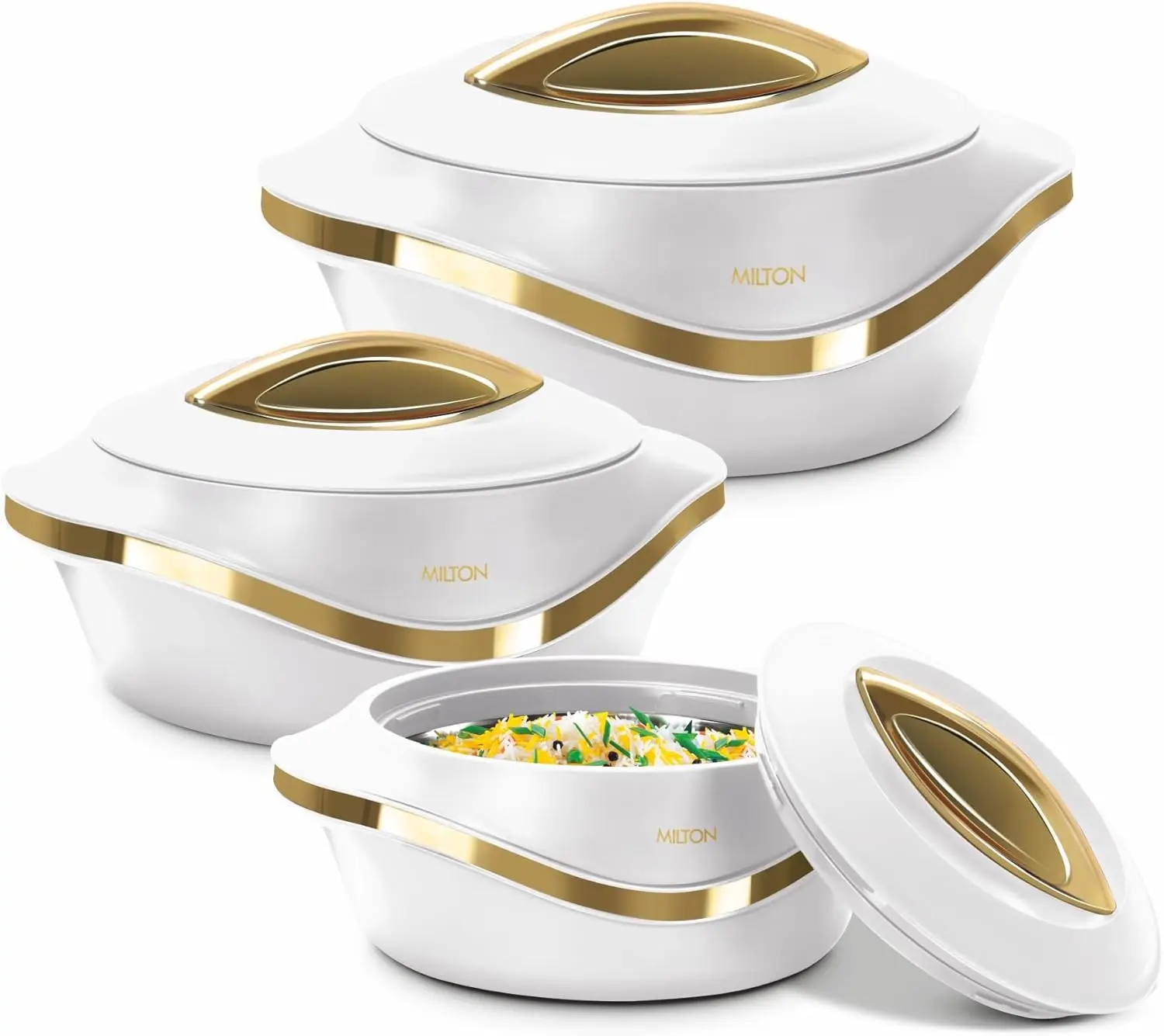 

Insulated Casserole Dish Set with Lid - 3-Piece Thermal Food Warmer/Cooler for Soup, Salad & Hot Pot - Stainless Steel Container