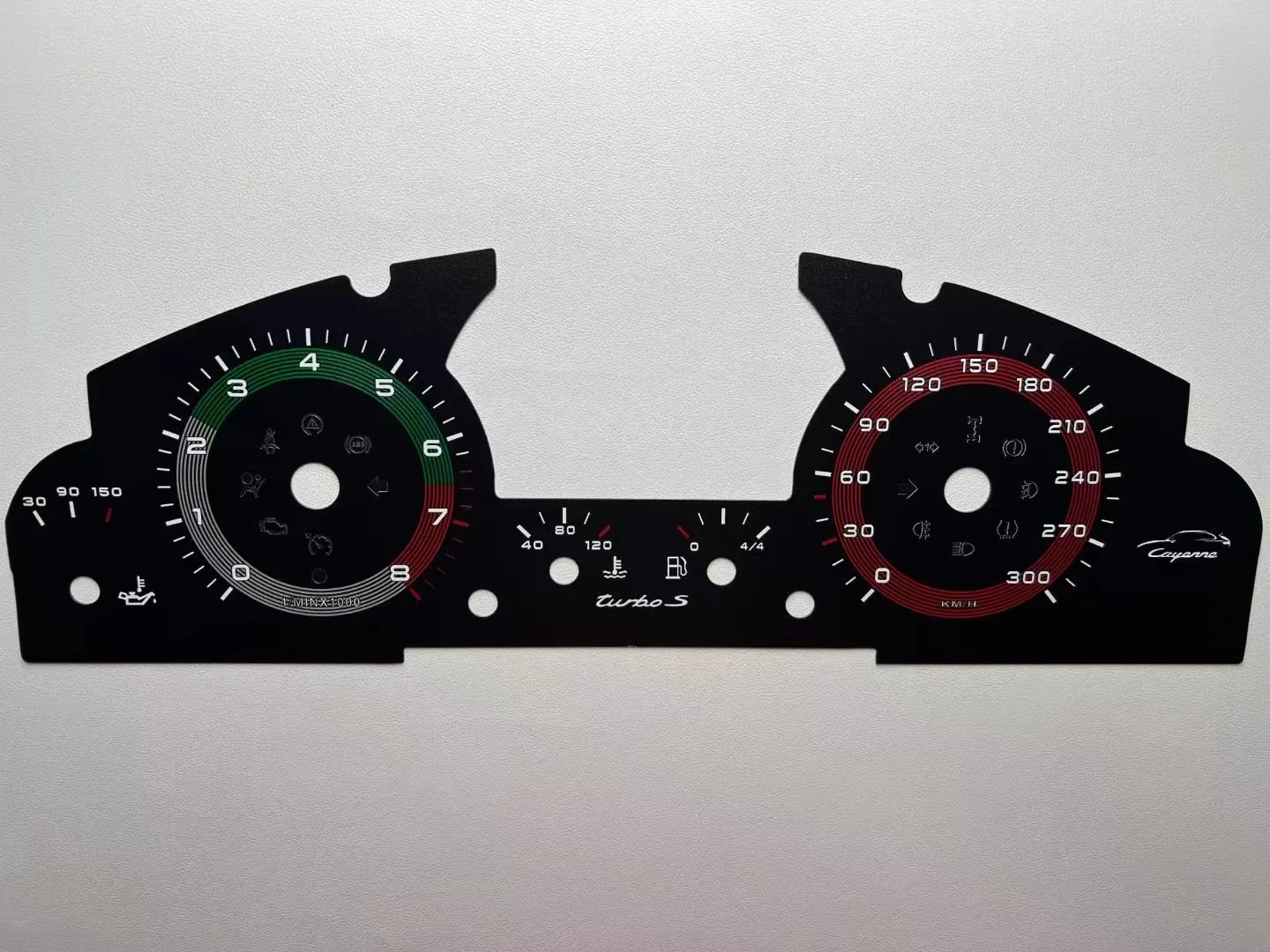 For Porsche Cayenne 955 Turbo+Turbo S / 957 Turbo Instrument Cluster Overlay Gauge Face Speedo Dials 300KM/H