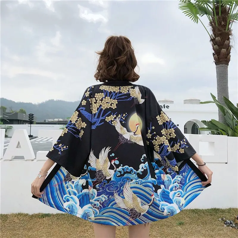 

National trend personality street ins trendy sun protection jacket Harajuku bf loose Japanese style cardigan modified kimono hao