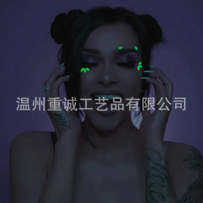 Glow in The Dark Face Rhinestones Self Adhesive Resin Gems for Forehead Third Eye Stage Makeup Party Decor view 4