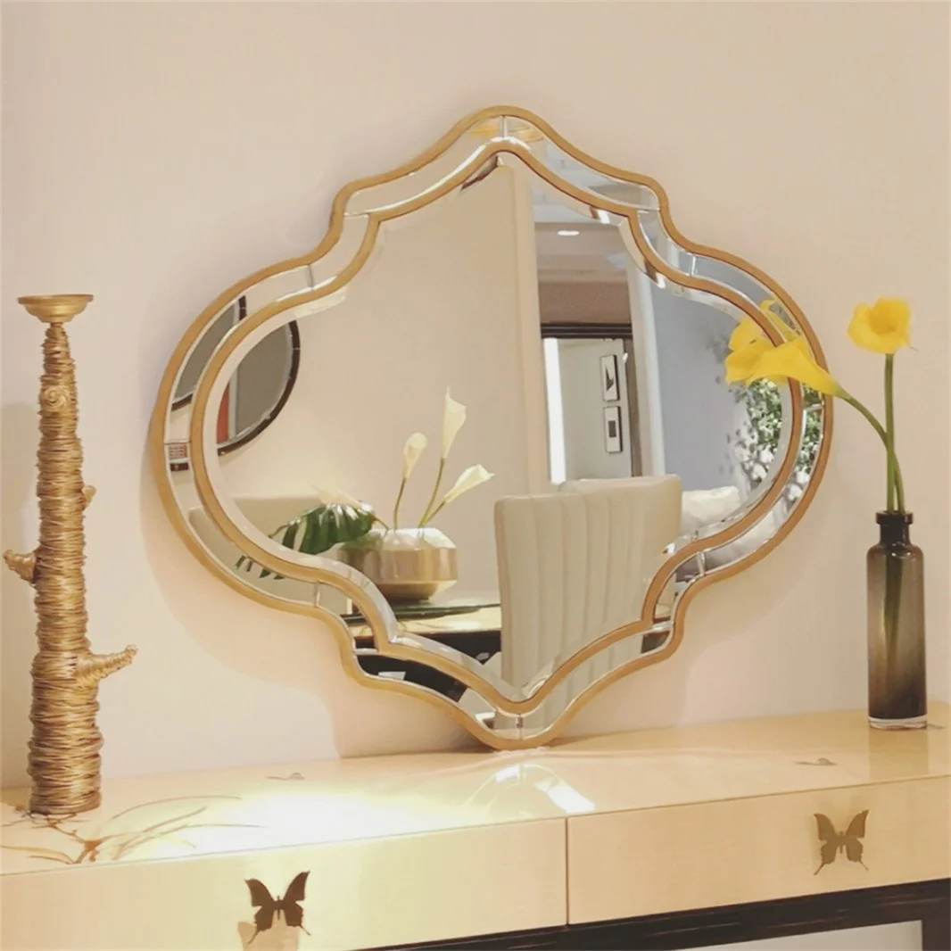 Large Gold Wall Mirror Glass Frame Golden Rim Art Accent Mirror Living Room Hallway Modern Home Decor Display