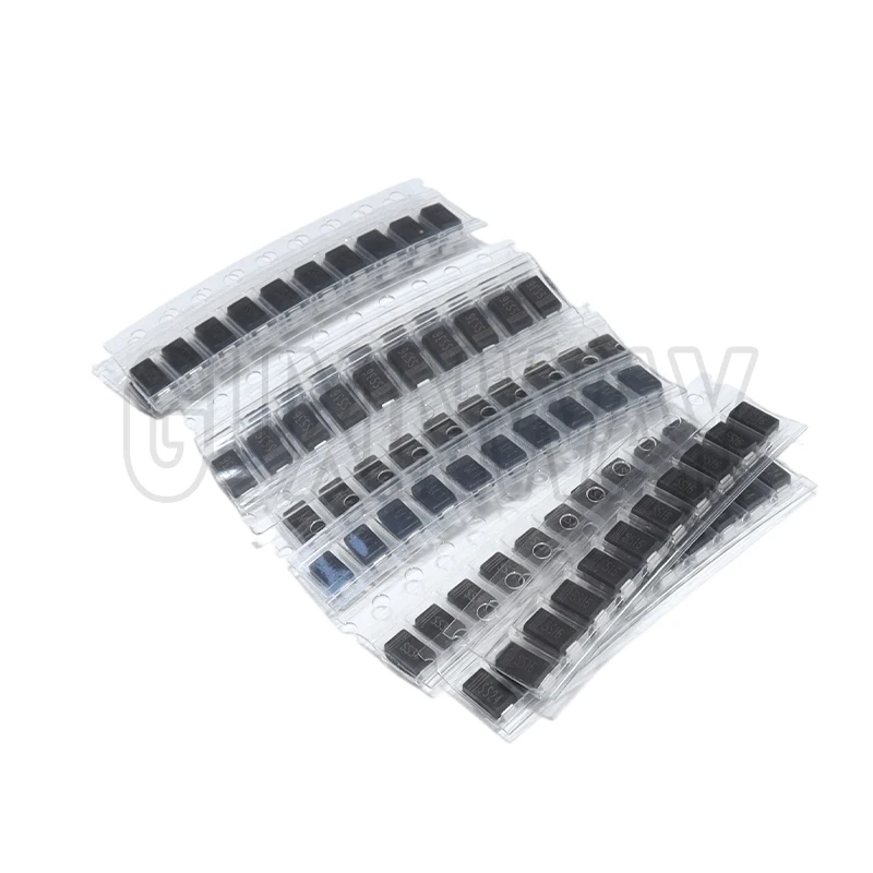 90 قطعة المعدل ديود 1N4007 1N4001 1N4004 SS14 SS24 SS34 SS16 SS26 SS36 SMD شوتكي ديود مجموعة متنوعة