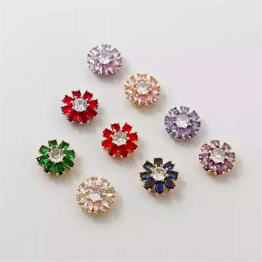 

14K Gold-plated Micro-inlaid Zircon Crystal Small Daisy Flower Bead Handmade DIY Bracelet, Necklace and Jewelry Accessories