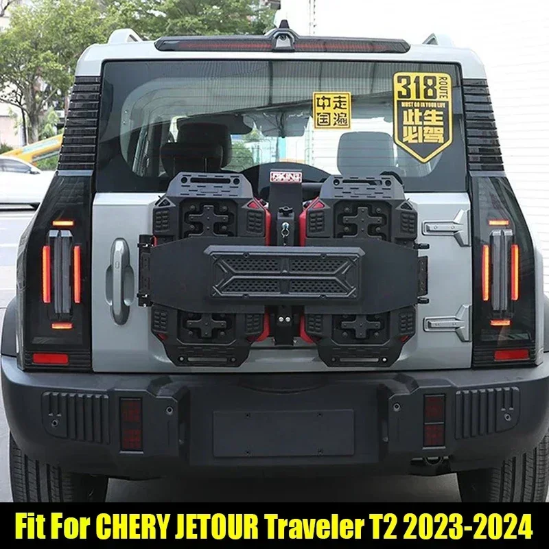 

New! Tailgate Integrated Equipment Modified Parts Fit for CHERY Jetour Traveller T2 2023 2024 Spare Tire Flagpole Frame Escape B