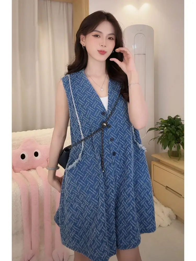 

Vintage Rompers Sleeveless Denim Jumpsuit Women Summer Wide-leg Jumpsuit Loose Rompers Blue Cowboy Playsuits Bodysuit Streetwear