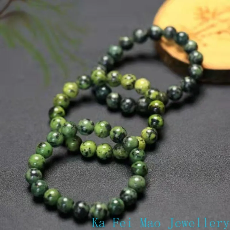 Natural Dark Green Jade Bracelet Single Circle Olive Green String Hand-carved Hetian Jade Fashion Jewelry Gift for Men and Women