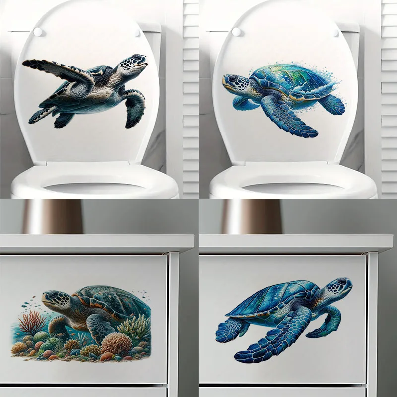 

90661# Leatherback Turtle Toilet Stickers, Bedroom Entryway Living Room Porch Home Decoration Wall Stickers, Removable Stickers