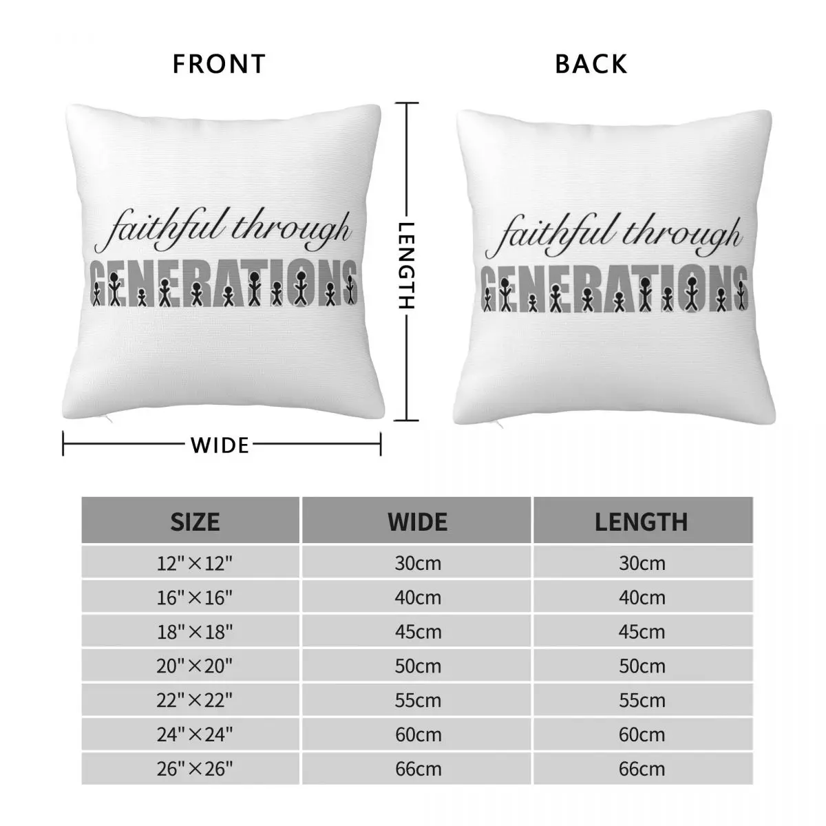 Faithful Through Generations Square Pillowcase Polyester Linen Velvet Printed Zip Decor Home Cushion Cover