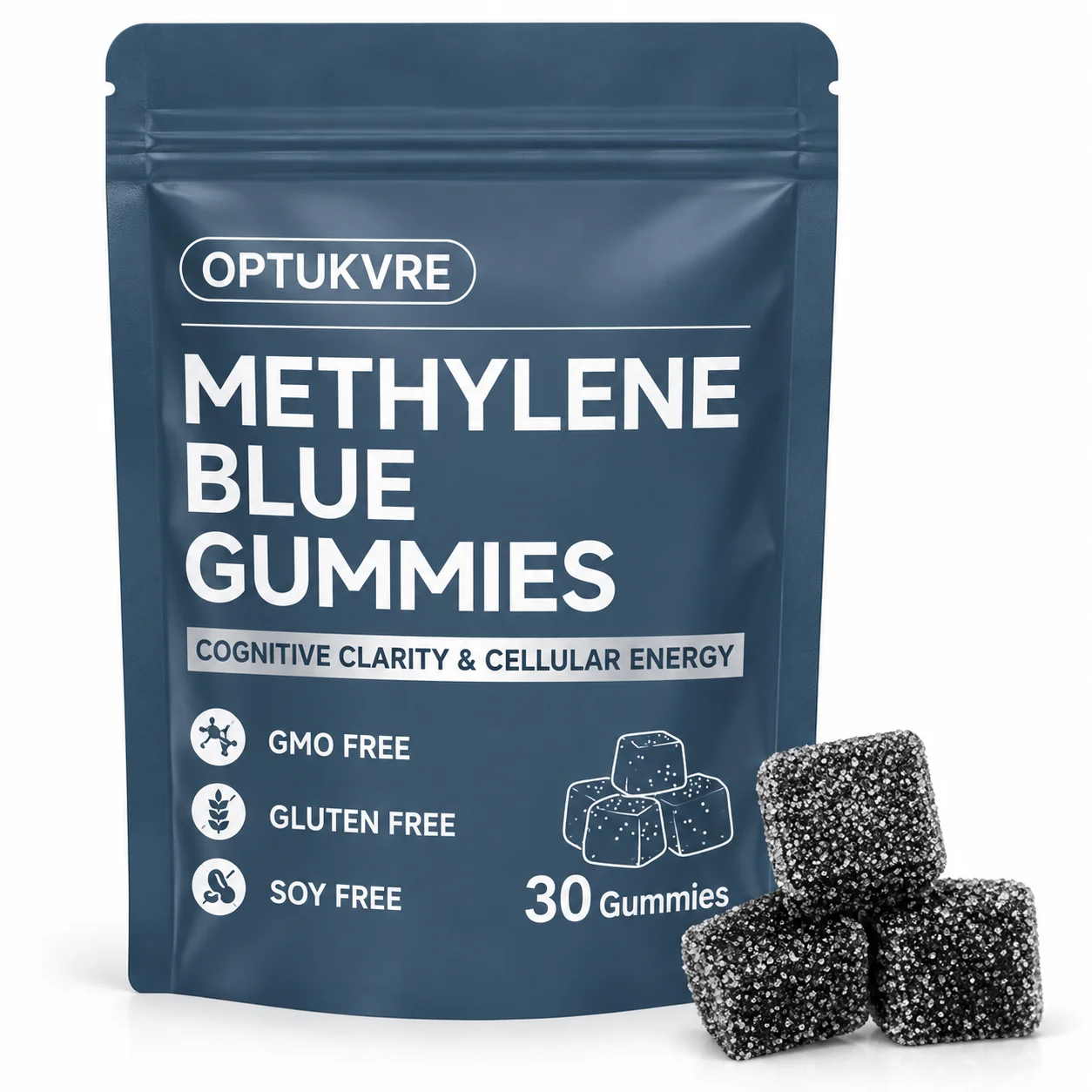30 Gummies Methylene Blue Chewable Supplement for Daily Wellness Support, Resealable Pouch, GMO Free Gluten Free Soy Free