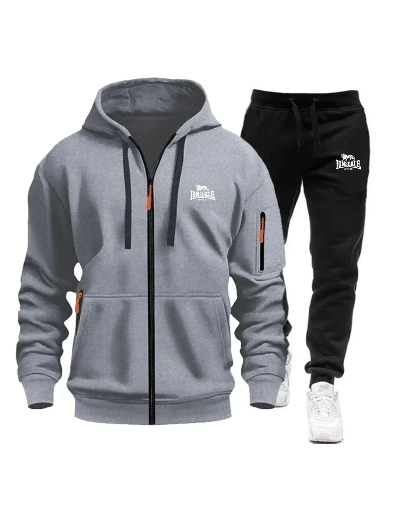 

2026 Men's Spring And Autumn American-Style Heavy Fleece Zip-Up Hoodie Warm Casual Sports Loose Workwear Trendy Hoodies Sets