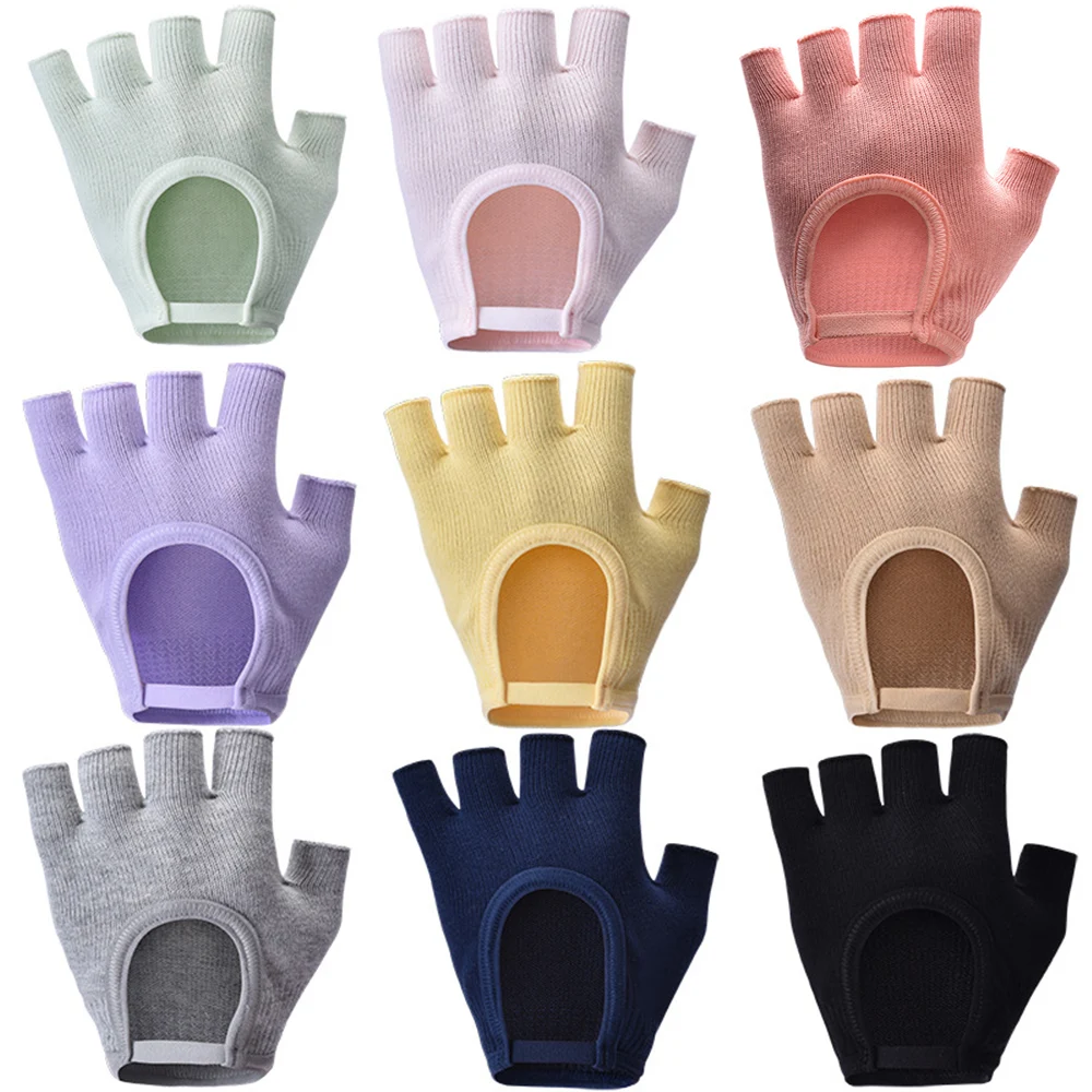 

Women Anti-slip Yoga Gloves Cotton Fitness Half Finger Gloves Breathable Outdoor Cycling Bicycle Pilates Sports Fishing Gloves