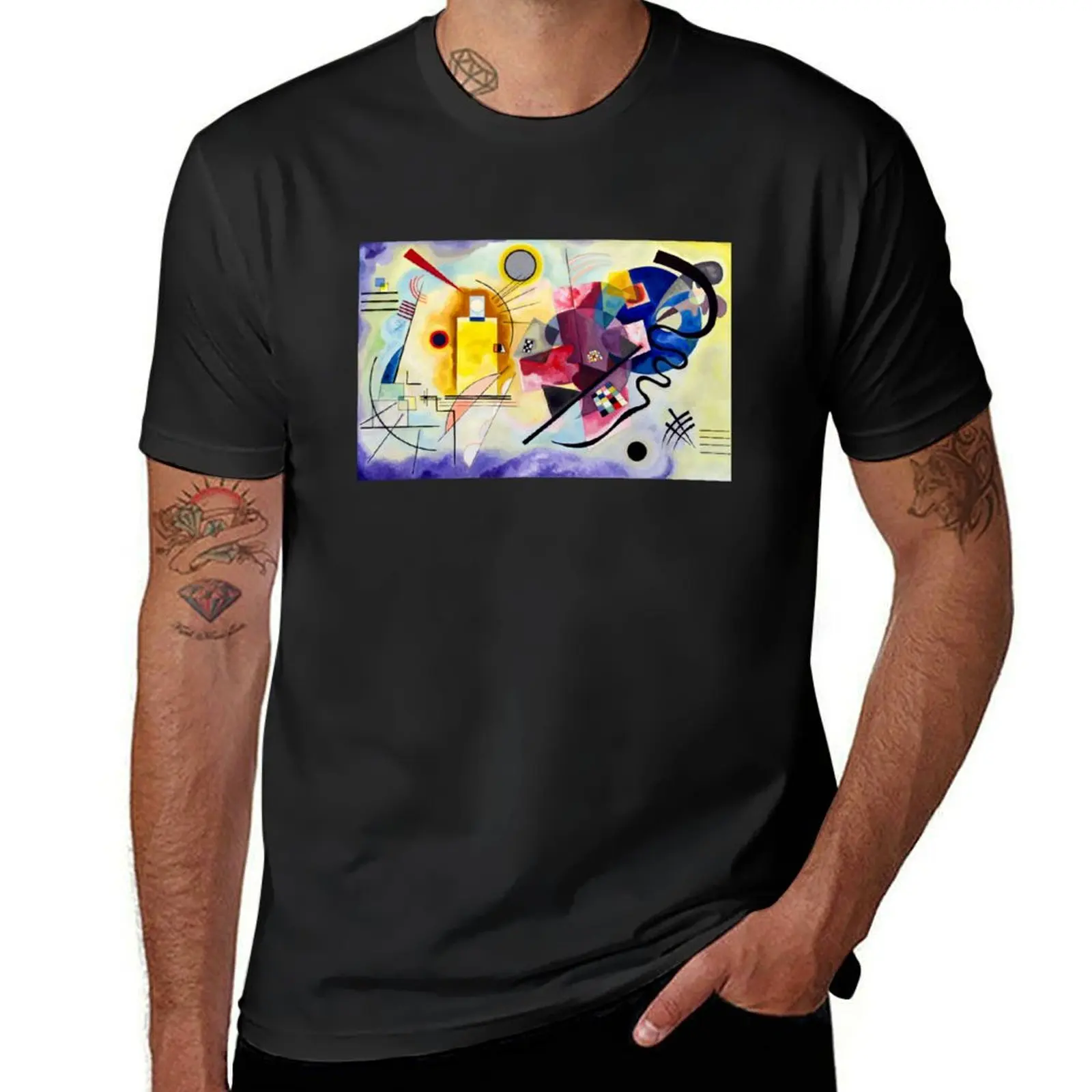 

yellow red blue Vassily Kandinsky abstract T-Shirt tops plain plus size tops plain black t shirts men