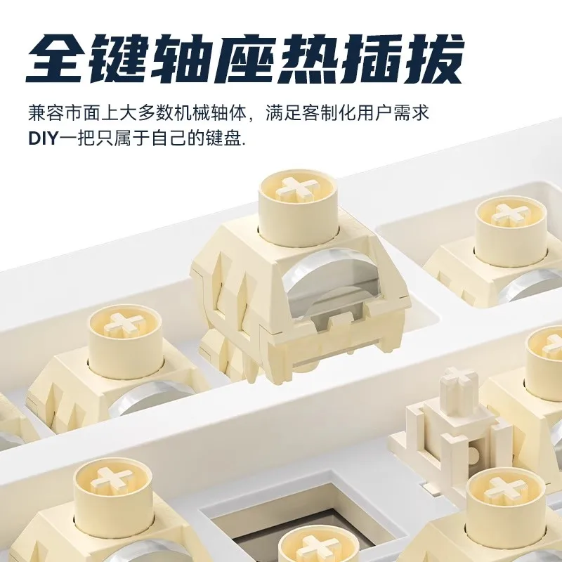 JINGSU S82 Teclado Mecânico 3 Modo 2.4G Sem Fio Bluetooth Junta de Teclado RGB Keycap PBT Retroiluminado Personalizar Jogo Teclado Presente