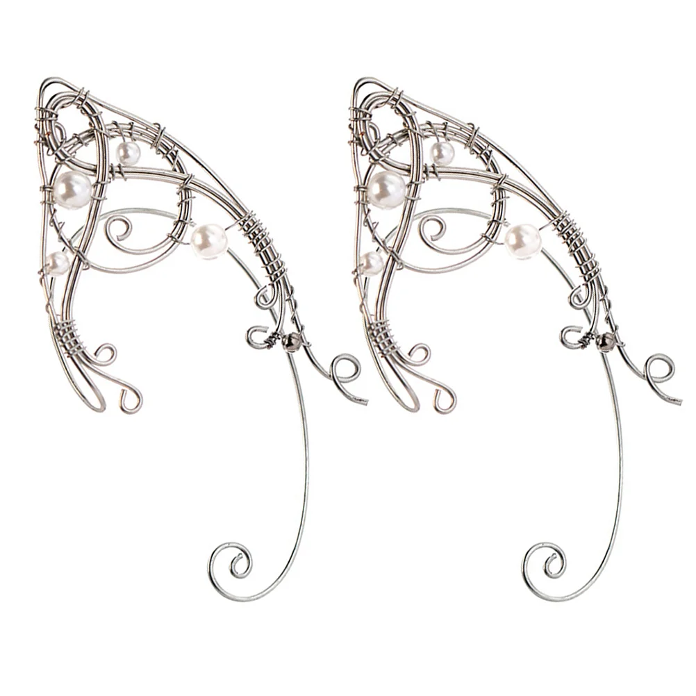 

2Pcs Women Ear Earrings Clip On Lightweight Comfortable Stay In Place Cosplay Props Vintage Fashion AccessoryElf Theme
