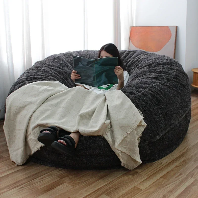 Skin Friendly Bean Bag Bed 6FT Giant Soft Faux Fur Beanbag Sofa Bedroom Chair For Adults and Kids Living Room Furniture