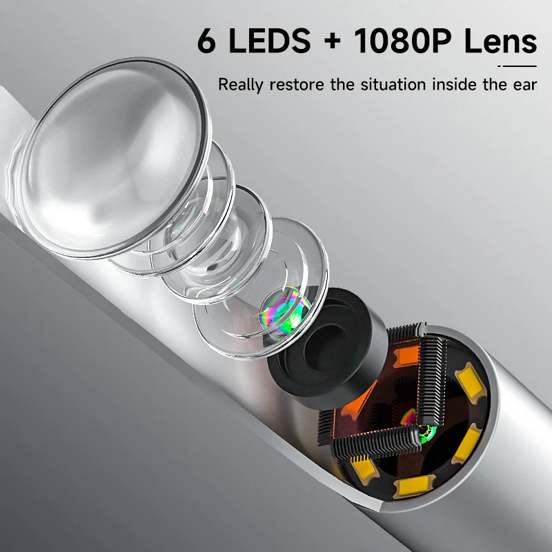 Smart Wireless Ear Cleaner with Gyroscope Stabilization 2.4G HD Ear Camera Auto-Direction Lock 35Min Runtime 130mAh Fast-Charge