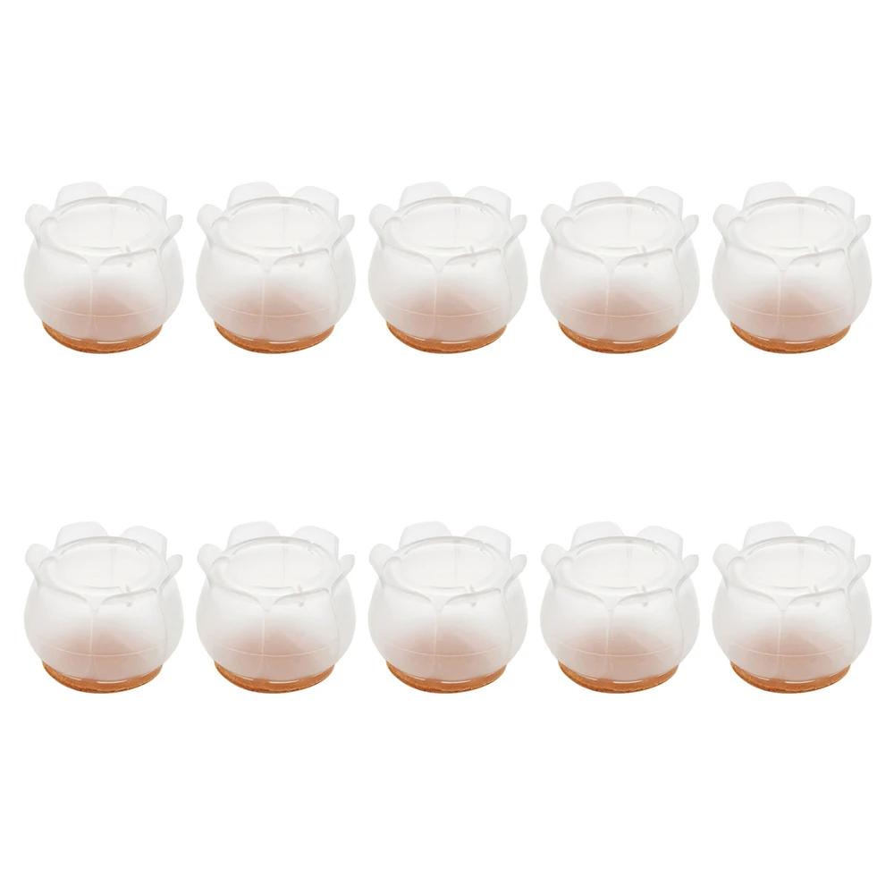 10pcs Thicken Furniture Silicone Protection Cover With Felt Pad Non-slip Table Chair Leg Caps Floor Protector Tables Feets Cover