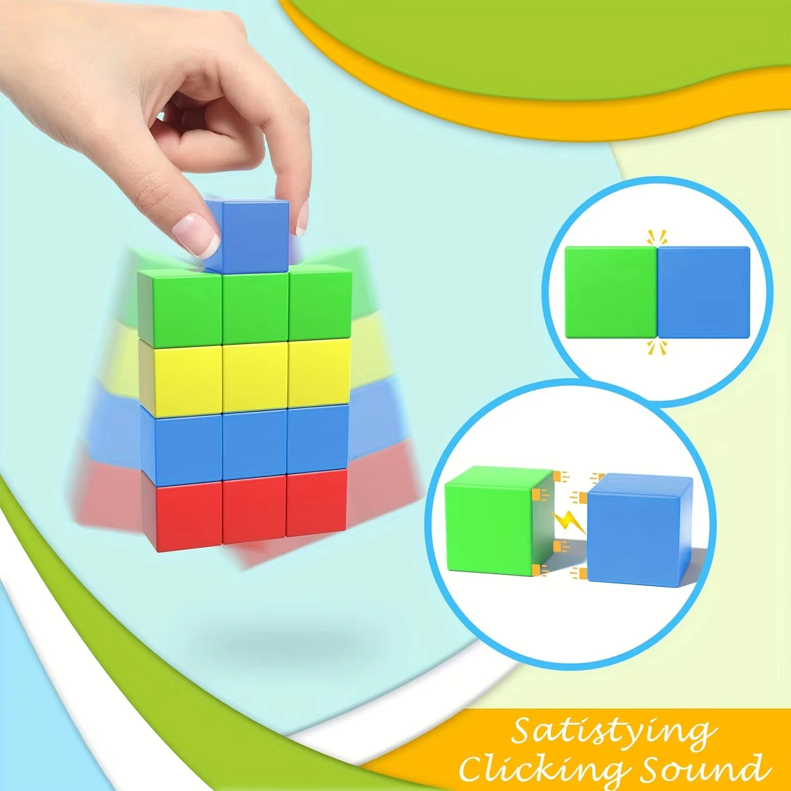 DIY 64PCS Magnetische bouwstenen Model Educatief Zintuiglijk Speelgoed Bouwkubus voor Jongens Meisjes Kinderen Kerst Verjaardagscadeautjes